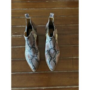 Dolce Vita Snakeskin Print Pointed Toe‎ Chelsea Ankle Boots Women's